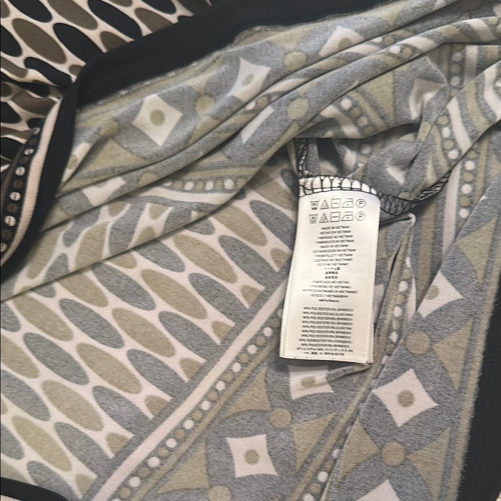 Michael Kors Elegant Black, olive green and taupe Patterned Dress size 4P - Picture 12 of 12